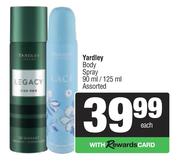 Yardley Body Spray Assorted-90ml/125ml