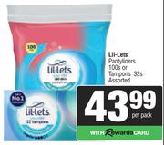 Lil-Lets Pantyliners 100s Or Tampons 32s-Per Pack