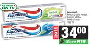 Aquafresh Fresh & Mint,Herbal,Lemon Mint Or Mild & Minty-For 2 x 100ml