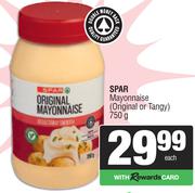 Spar Mayonnaise (Original Or Tangy)-750g Each