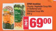 Spar Freshline Chunky Vegetable Soup Mix Or Butternut & Chickpea Soup Mix-For 2 x 600g