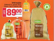 Spar Freshline Butternut 2s,Carrots 750g,Onions 1Kg & Potatoes 2Kg-Per Combo