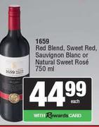 1659 Red Blend,Sweet Red,Sauvignon Blanc Or Natural Sweet Rose-750ml