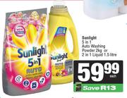 Sunlight 5 In 1 Auto Washing Powder 2Kg Or 2 In 1 Liquid 1.5L