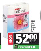 Spar Mini Toilet Tissue 1 Ply-For 2 x 9s Per Pack