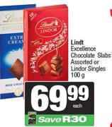Lindt Excellence Chocolate Slabs Or Lindor Singles-100g