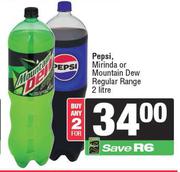 Pepsi, Mirinda Or Mountain Dew Regular Range-For 2 x 2L