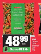 Spar Carrots, Corn & Peas Mix-1Kg