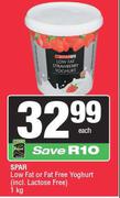 Spar Low Fat Or Fat Free Yoghurt-1Kg