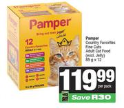 Pamper Country Favorites Fine Cuts Adult Cat Food-12 x 85g Per Pack