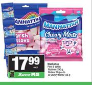 Manhattan Pink & White Mallows 150g,Mallow Strips 4's Or Chewy Mints 125g