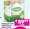 Twinsaver 2 Ply Toilet Tissue Rolls-9's Pack
