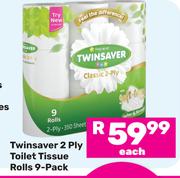Twinsaver 2 Ply Toilet Tissue Rolls-9's Pack