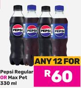 Pepsi (Regular Or Max) Pet-For Any 12 x 330ml