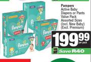 Pampers Active Baby Diapers Or Pants Value Pack Assorted Sizes-Per Pack