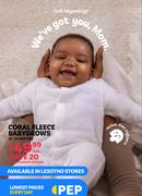Coral Fleece Baby Grows (0-24 Months)-Each
