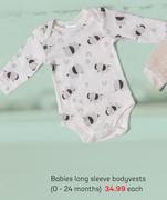   Babies Long Sleeve Body Vests (0-24 Months)-Each