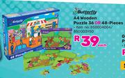 Butterfly A4 Wooden Puzzle 36 Or 48 Pieces 850004004/850003950