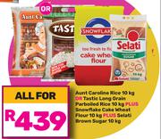 Aunt Caroline Rice 10Kg+Tastic Long Grain Parboiled Rice 10Kg+Snowflake Cake Wheat Flour 10Kg