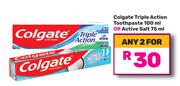 Colgate Triple Action Toothpaste 100ml Or Active Salt 75ml-For Any 2