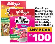 Kellogg's Coco Pops/Big5, Froot Loops, Rice Krispies Stawberry Or Mash Ups-For Any 2x340/350,400g