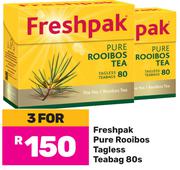 Freshpak Pure Rooibos Tagless Teabags-For 3 x 80's Pack