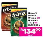 Nescafe Ricoffy Original Or Granules 750g Or Refill 800g-Each