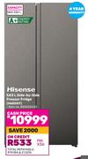 Hisense 543L Side By Side Freezer/Fridge H680SIT 850033433