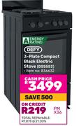 Defy 3 Plate Compact Black Electric Stove DSS553 836632