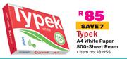 Typek A4 White Paper 500 Sheet Ream 181955