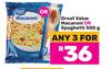 Great Value Macaroni Or Spaghetti-For 3 x 500g