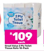 Great Value 2 Ply Toilet Tissue Rolls 18 Pack