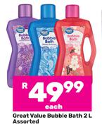 Great Value Bubble Bath Assorted-2L