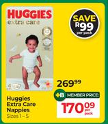 Huggies Extra Care Nappies Sizes 1-5-Per Pack
