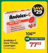 Andolex-C Sore Throat Lozenges 16 Lozenges