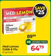Med-Lemon Colds & Flu 8 Sachets