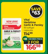 Vital Herbtime Garlic & Parsley 90 Softgel Capsules-For 2
