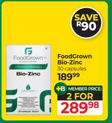 Food Grown Bio Zinc 30 Capsules-For 2