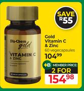 Dis-Chem Gold Vitamin C & Zinc 60 Vegecapsules-For 2
