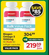 Biogen Omega-3 1000mg 90 Plus 90 Softgel Capsules-Per Pack