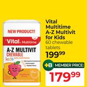 Vital Multitime A-Z Multivit For Kids 60 Chewable Tablets