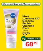 Nivea Luminous 630 Degree Skin Glow Bubble Cleansing Foam-100ml