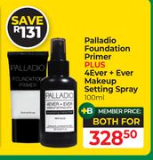 Palladio Foundation Primer Plus 4Ever + Ever Makeup Setting Spray 100ml-For Both