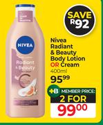 Nivea Radiant & Beauty Body Lotion Or Cream-For 2 x 400ml
