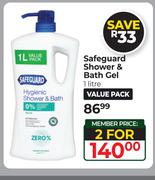 Safeguard Shower & Bath Gel-For 2 x 1L