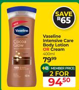 Vaseline Intensive Care Body Lotion Or Cream-For 2 x 400ml