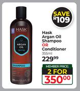 Hask Argan Oil Shampoo Or Conditioner-For 2 x 355ml