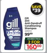 Gill 2 In 1 Anti-Dandruff Conditioning Shampoo-For 2 x 400ml