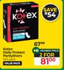 Kotex Daily Protect Pantyliners-For 2 x 100's Pack
