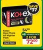 Kotex Maxi Thick All Nighter Pads-For 2 x 16's Pack